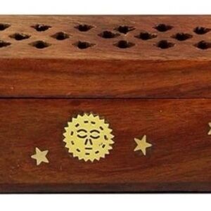 Wooden Incense Holder with Gold Accents